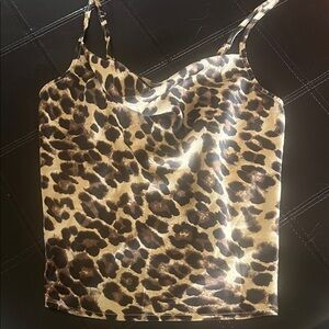 Leopard Print Satin Cami - Brown
